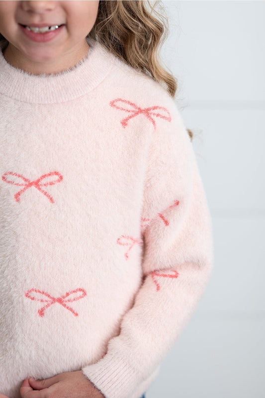 DARLING BOW FUZZY SWEATER