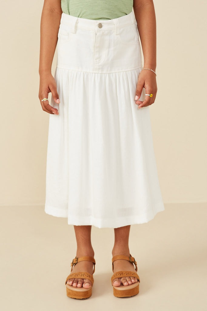 DENIM AND TWIRL MIX FABRIC SKIRT
