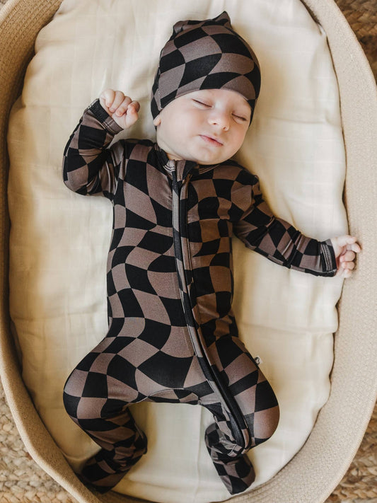 COZY CHECK BAMBOO ZIP ROMPER