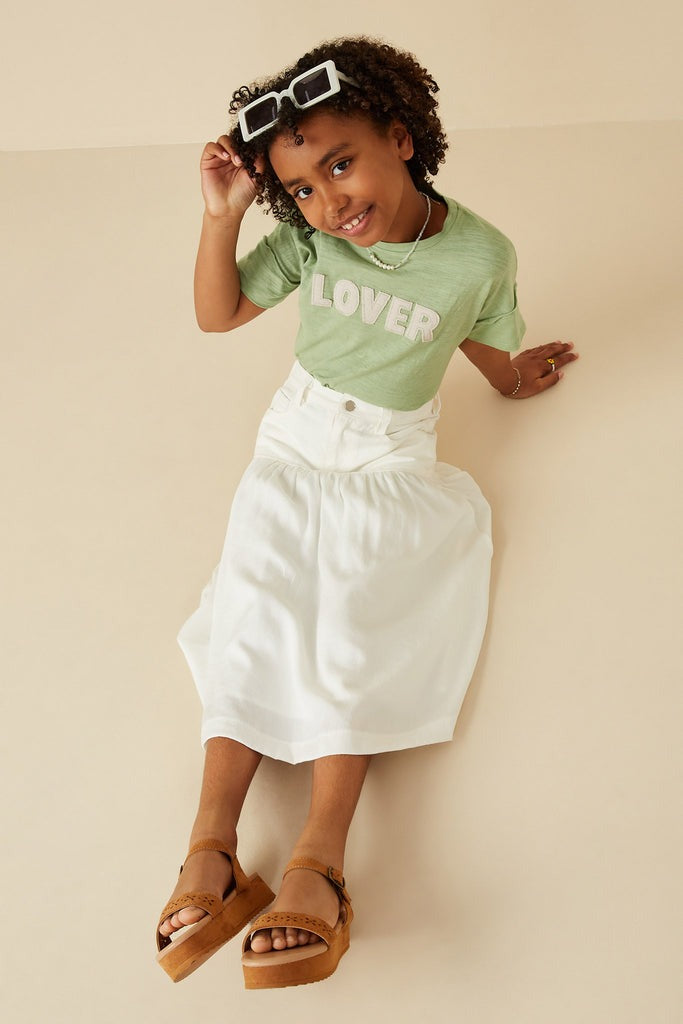 DENIM AND TWIRL MIX FABRIC SKIRT