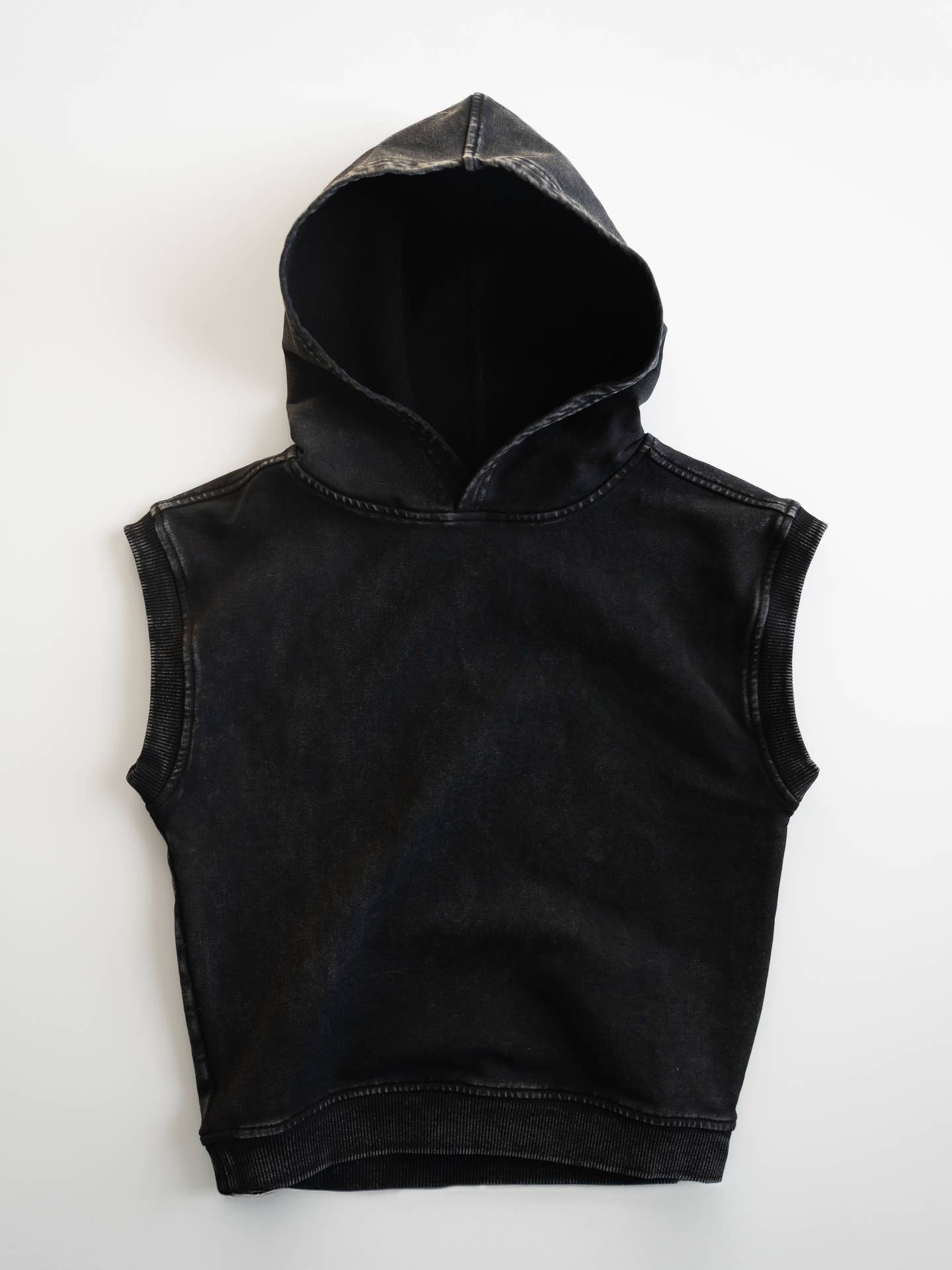 STREET SWAG SLEEVELESS WASHED HOODIE